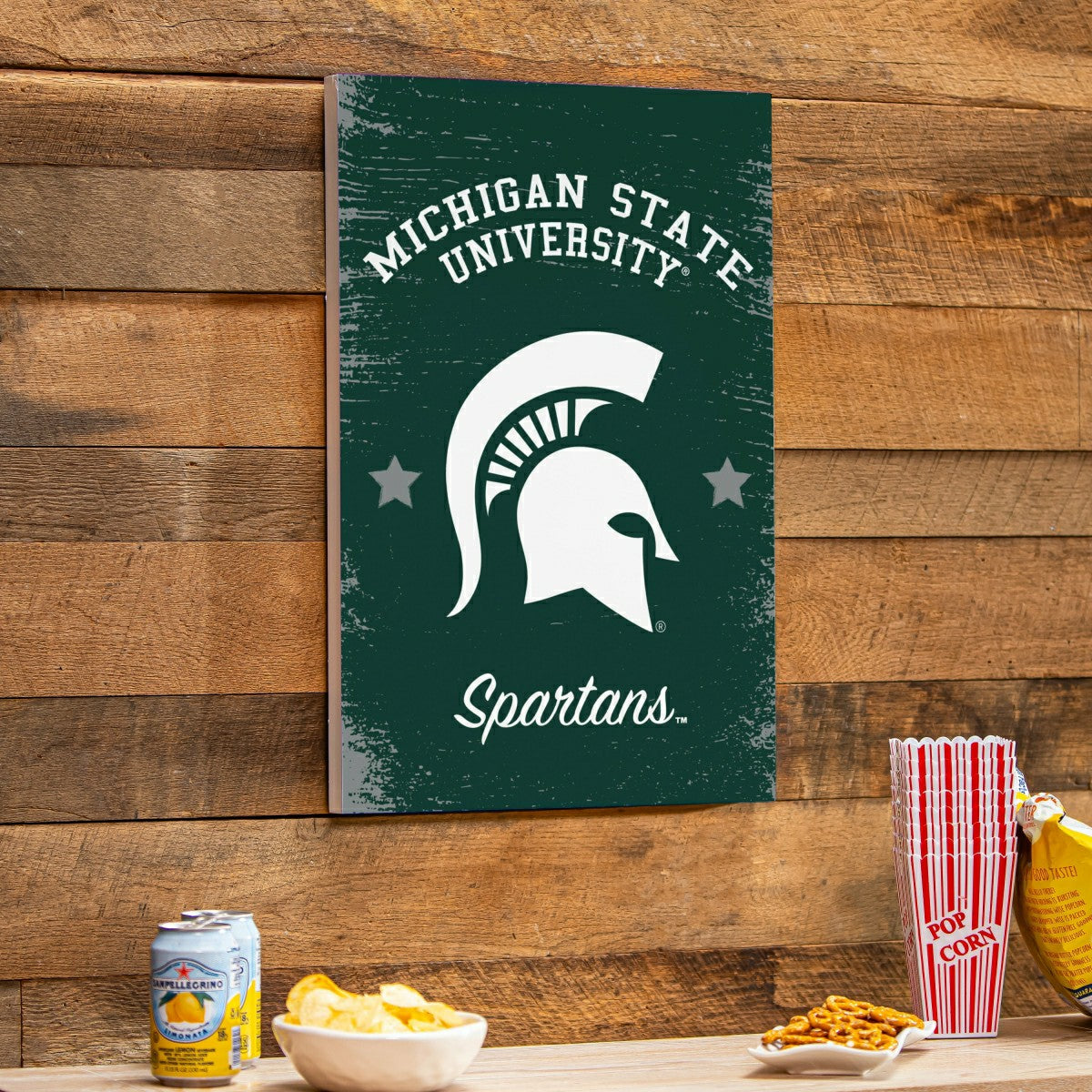 Michigan State University Wood Wall Sign, 16x24, Collegiate, Home