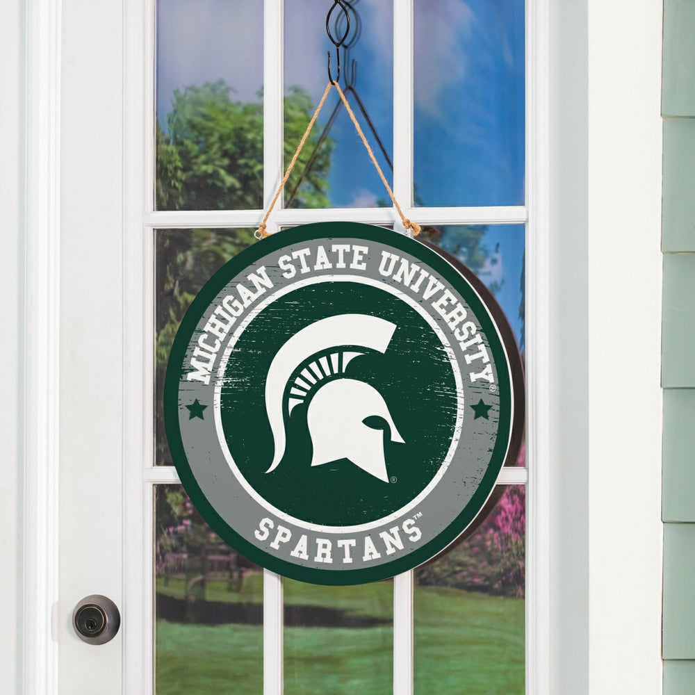 Michigan State University Round Door Décor with Hanging Rope, 18x18, Collegiate, Home
