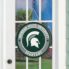 Michigan State University Round Door Décor with Hanging Rope, 18x18, Collegiate, Home