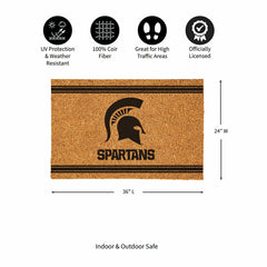 Michigan State University Large One Color Coir Mat, 36"x24", Collegiate