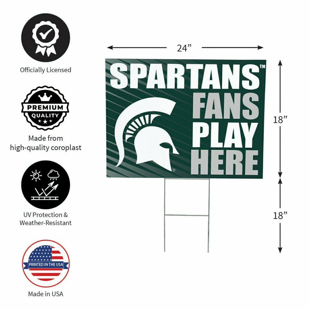 Michigan State University Coroplast Yard Sign "Fans Play Here", Collegiate, Home