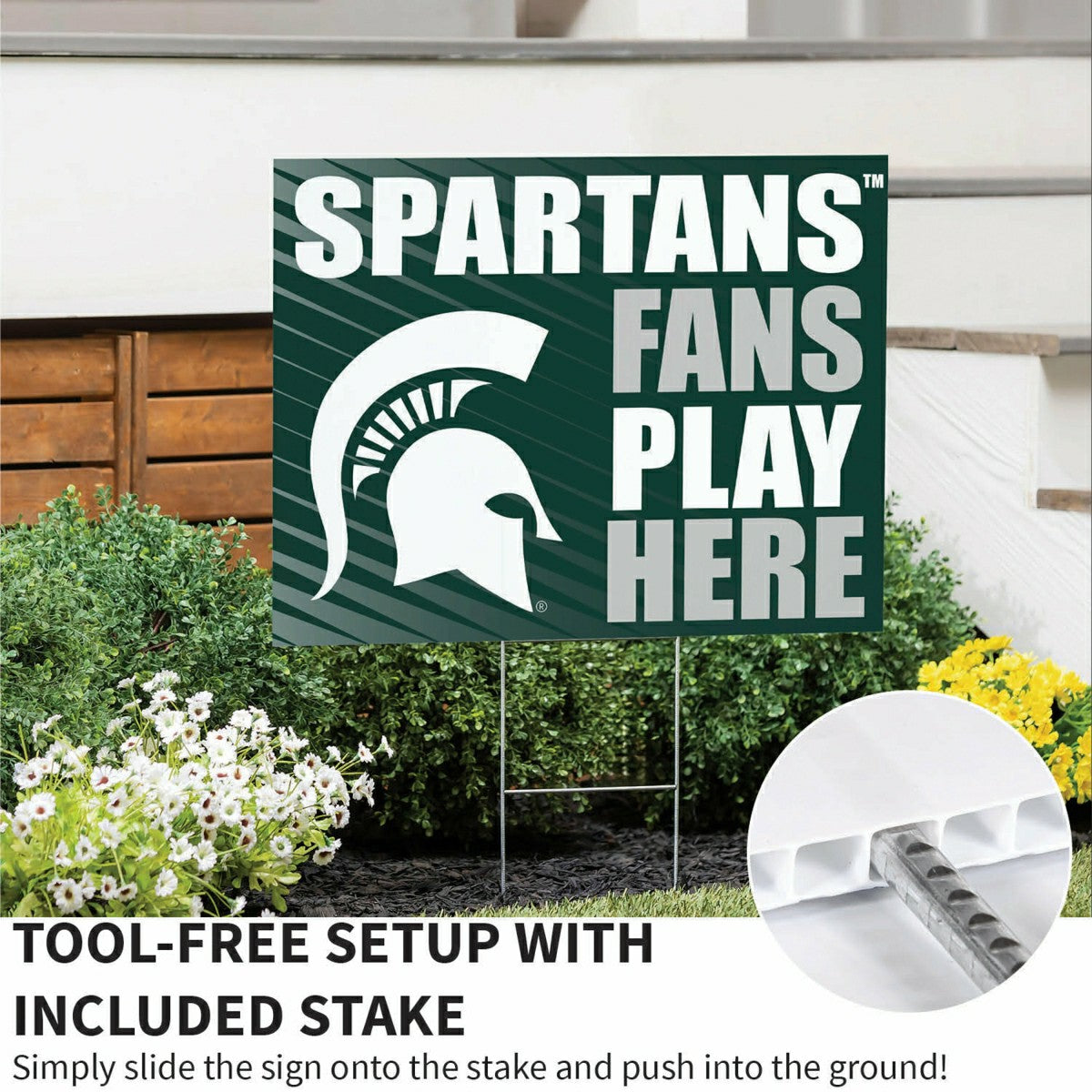 Michigan State University Coroplast Yard Sign "Fans Play Here", Collegiate, Home