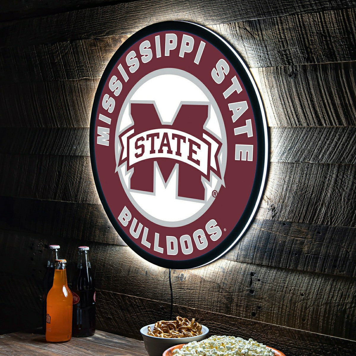LED Wall Decor, Round, Mississippi State University, Collegiate, Home