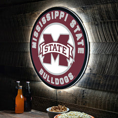 LED Wall Decor, Round, Mississippi State University, Collegiate, Home