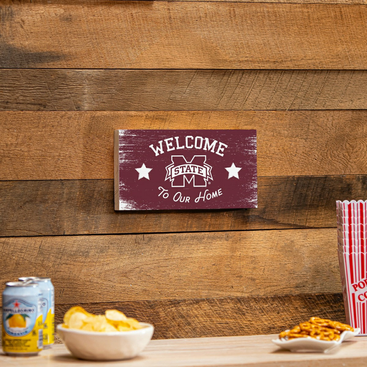 Mississippi State University Wood Wall Sign, 6x11, Collegiate, Home