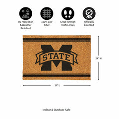 Mississippi State University Large One Color Coir Mat, 36"x24", Collegiate