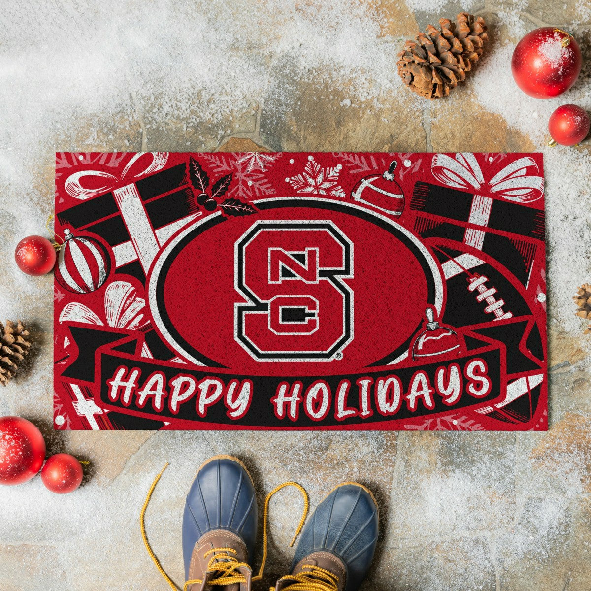 North Carolina State University Holiday PVC Mat, 28"x16", Collegiate
