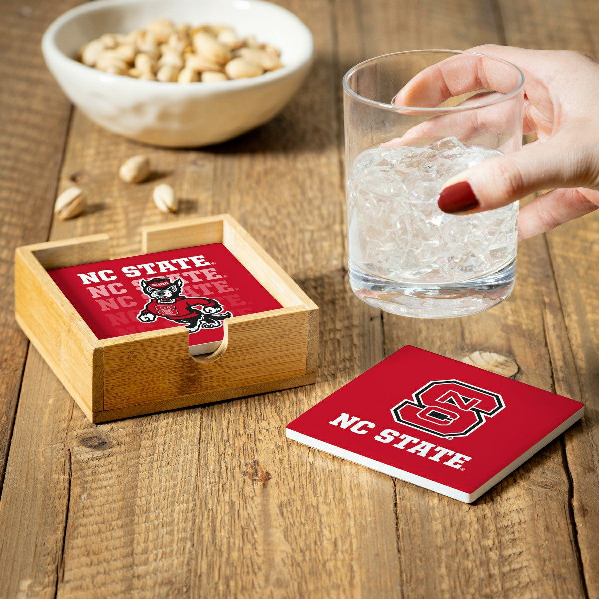 North Carolina State University Coasters and Caddy Set, Collegiate, Home