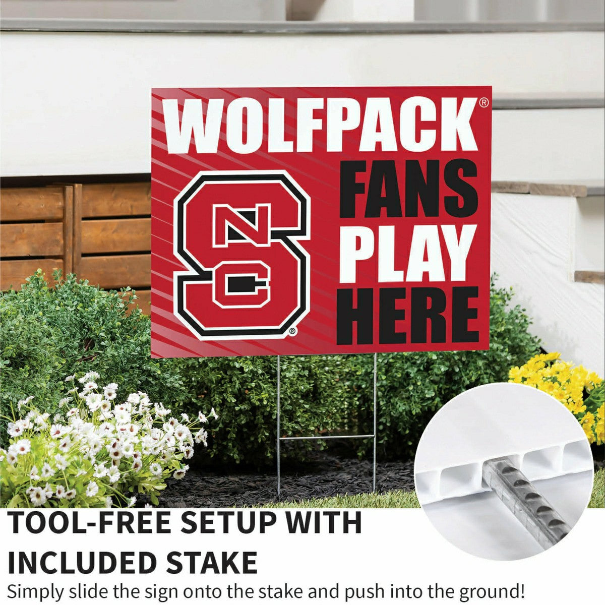 North Carolina State University Coroplast Yard Sign "Fans Play Here", Collegiate, Home