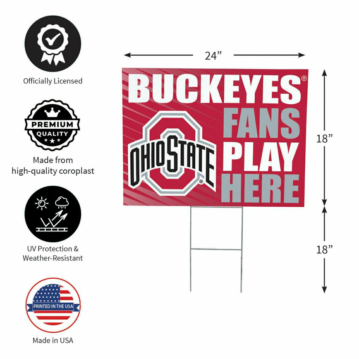 Ohio State University Coroplast Yard Sign "Fans Play Here", Collegiate, Home