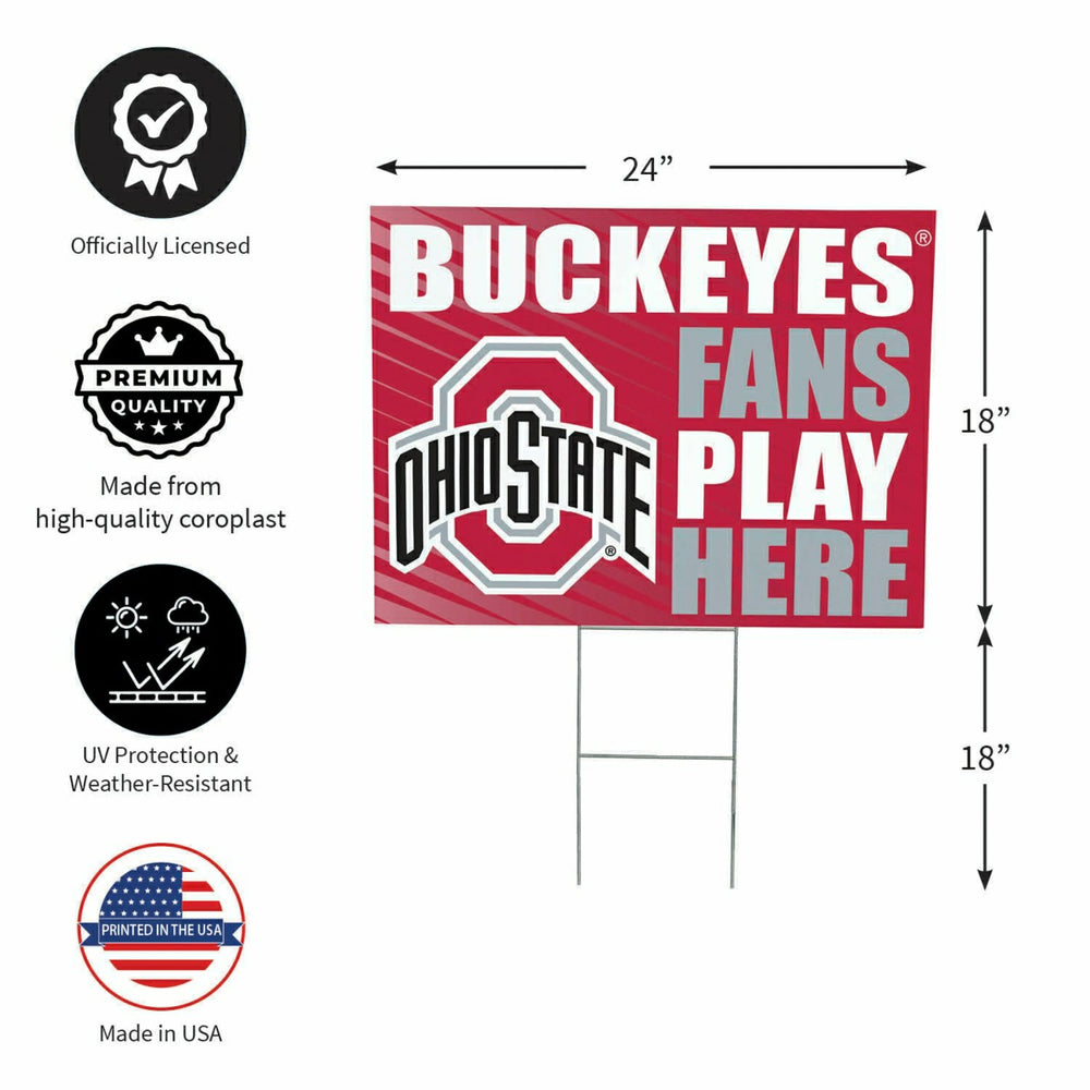 Ohio State University Coroplast Yard Sign "Fans Play Here", Collegiate, Home