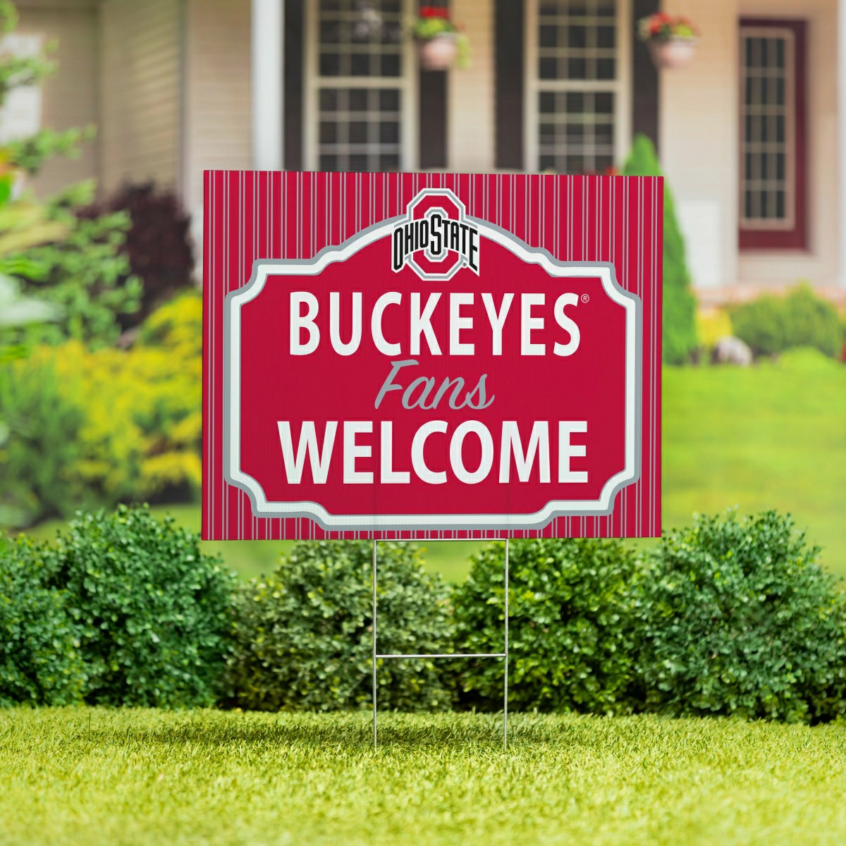 Ohio State University Coroplast Yard Sign, "Fans Welcome", Collegiate, Home