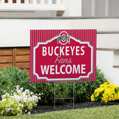 Ohio State University Coroplast Yard Sign, "Fans Welcome", Collegiate, Home