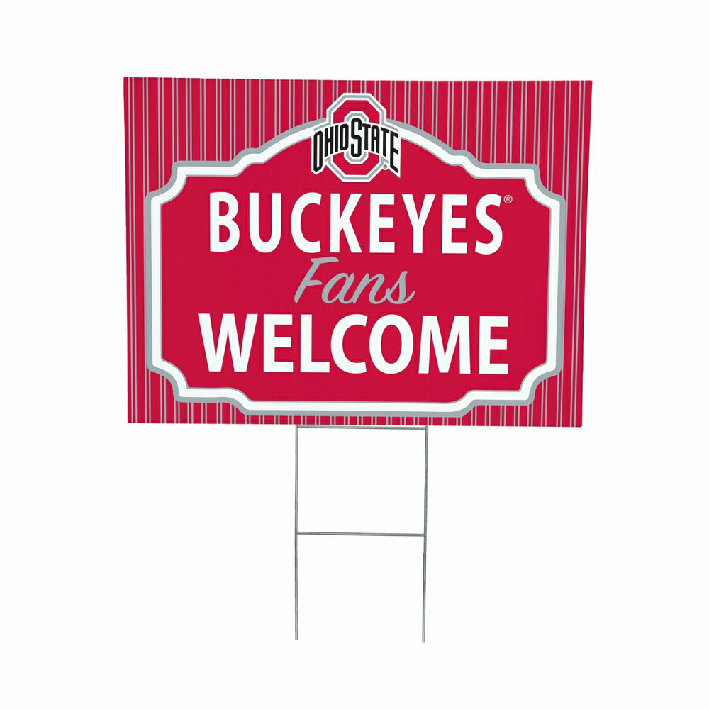 Ohio State University Coroplast Yard Sign, "Fans Welcome", Collegiate, Home