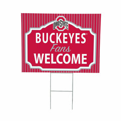 Ohio State University Coroplast Yard Sign, "Fans Welcome", Collegiate, Home
