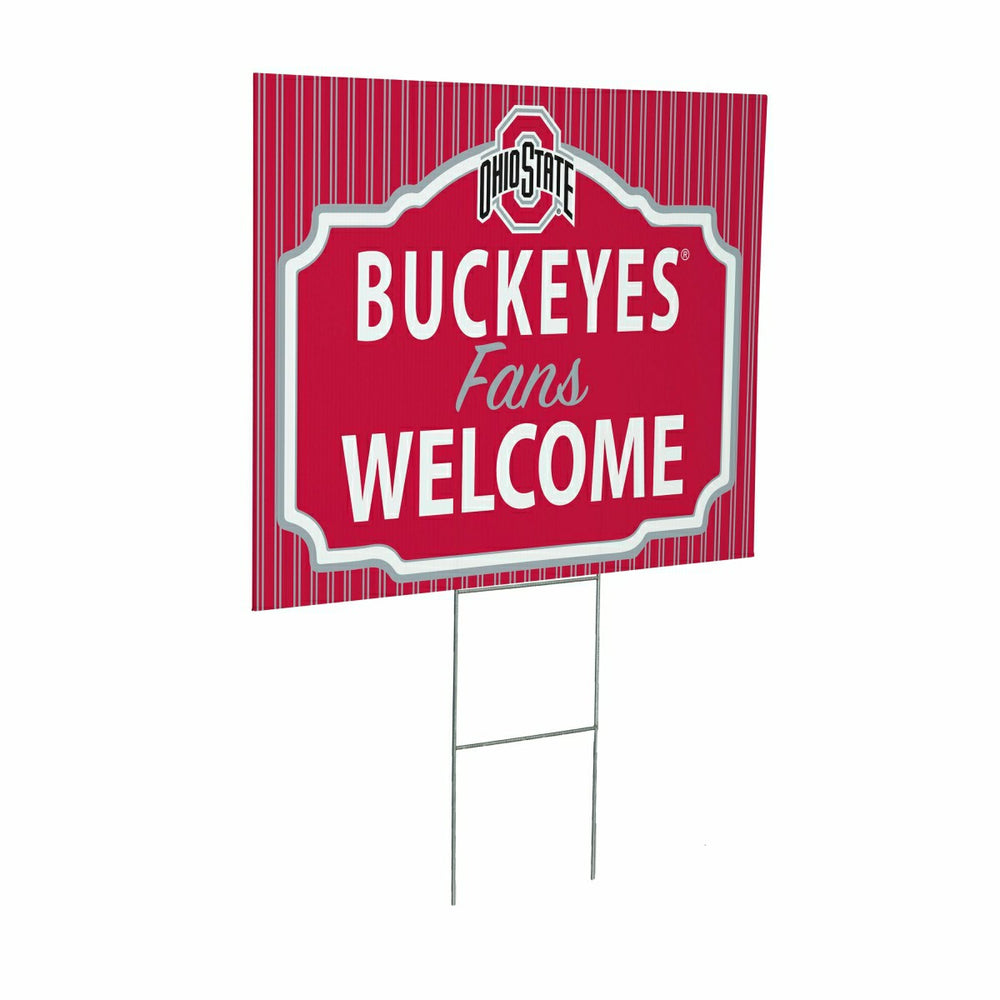 Ohio State University Coroplast Yard Sign, "Fans Welcome", Collegiate, Home