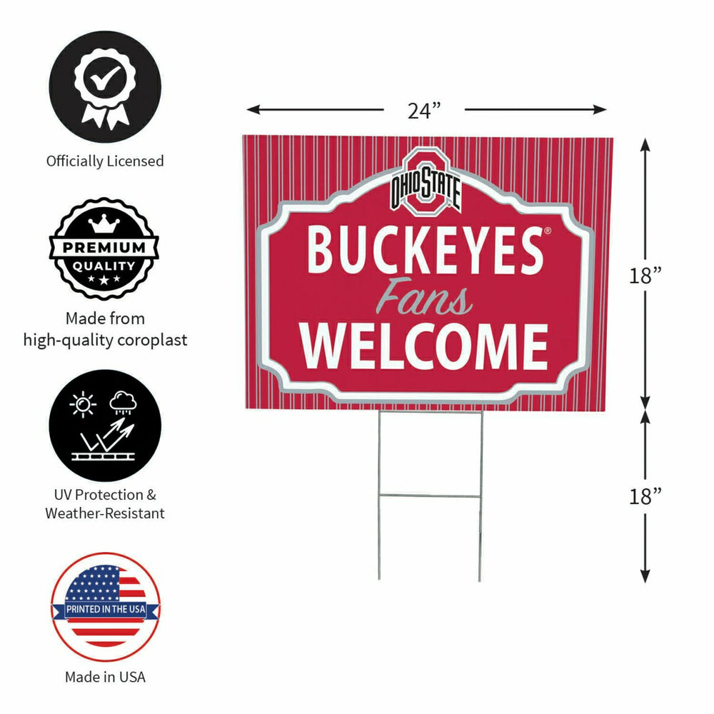Ohio State University Coroplast Yard Sign, "Fans Welcome", Collegiate, Home