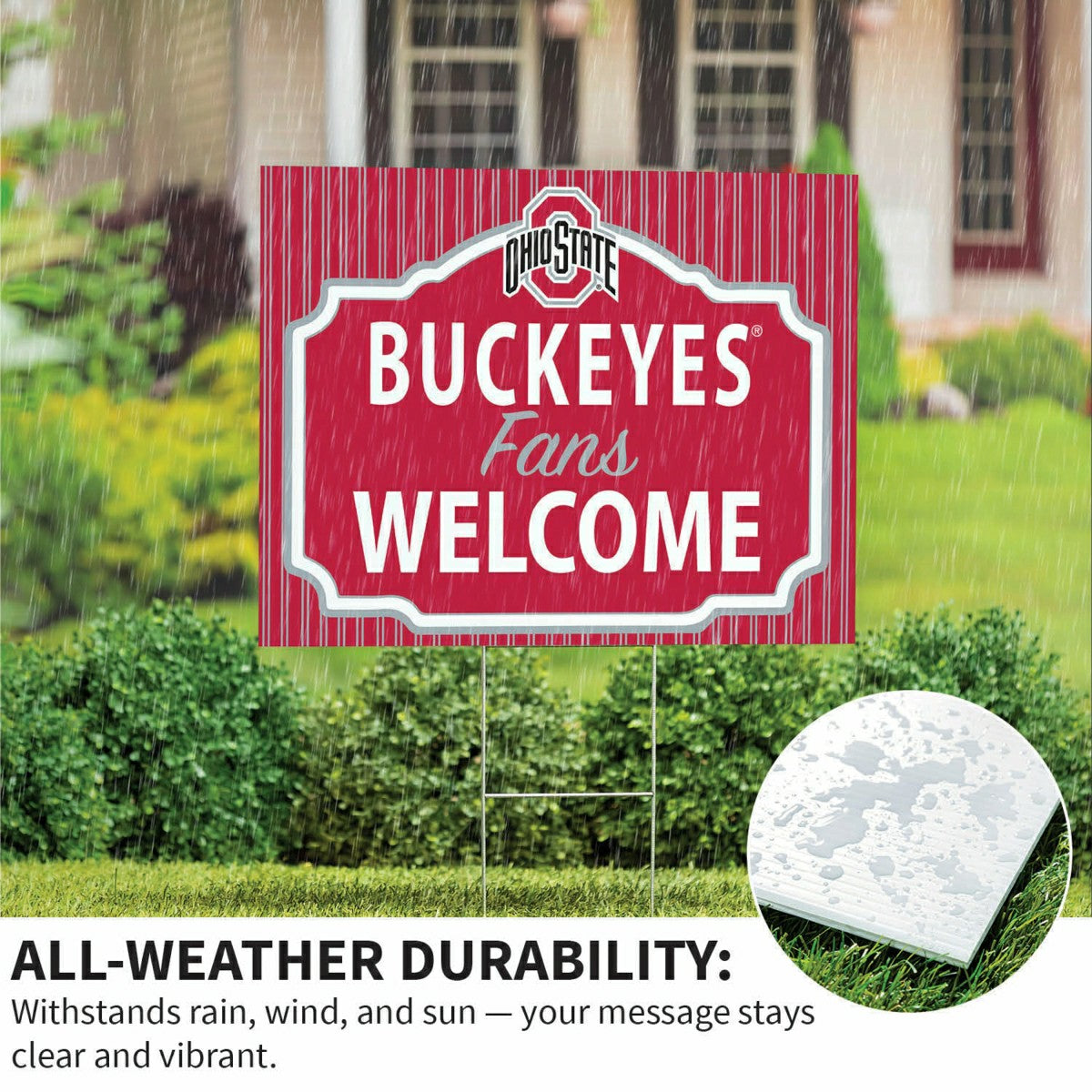 Ohio State University Coroplast Yard Sign, "Fans Welcome", Collegiate, Home