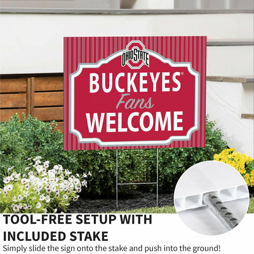 Ohio State University Coroplast Yard Sign, "Fans Welcome", Collegiate, Home