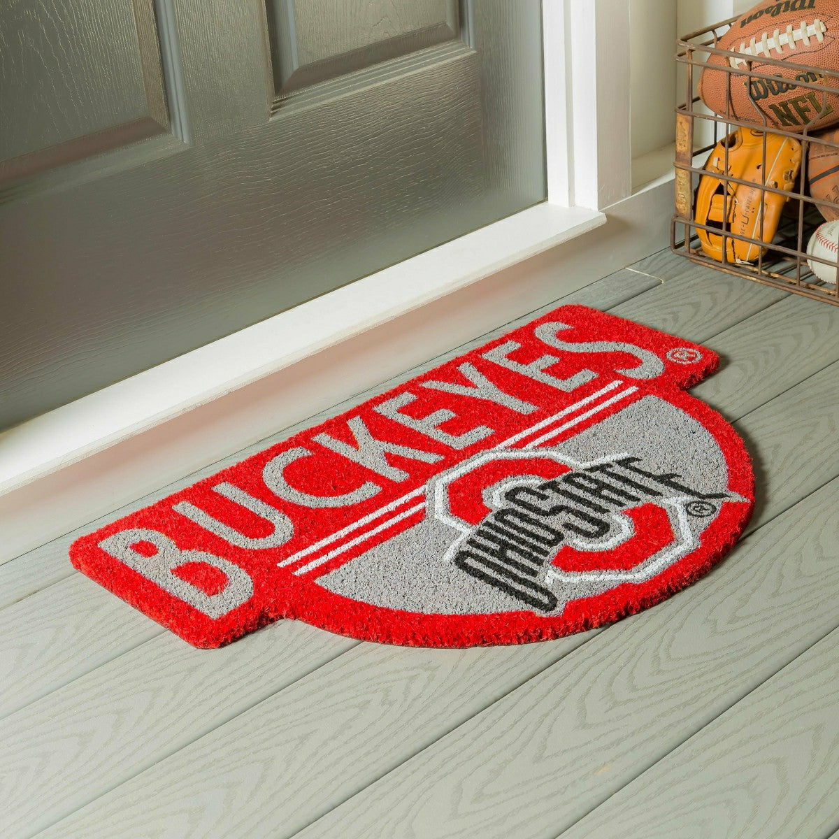 NCAA Team Shaped Coir Door Mat, Ohio State Buckeyes, Collegiate