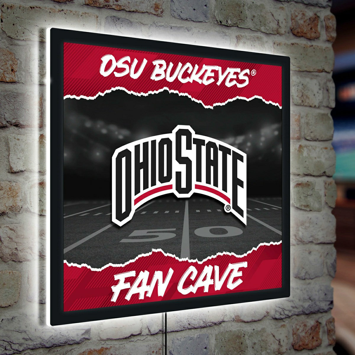 Ohio State University 23"H x 23"L LED Wall Decor, Edgelite, Square, Collegiate, Home