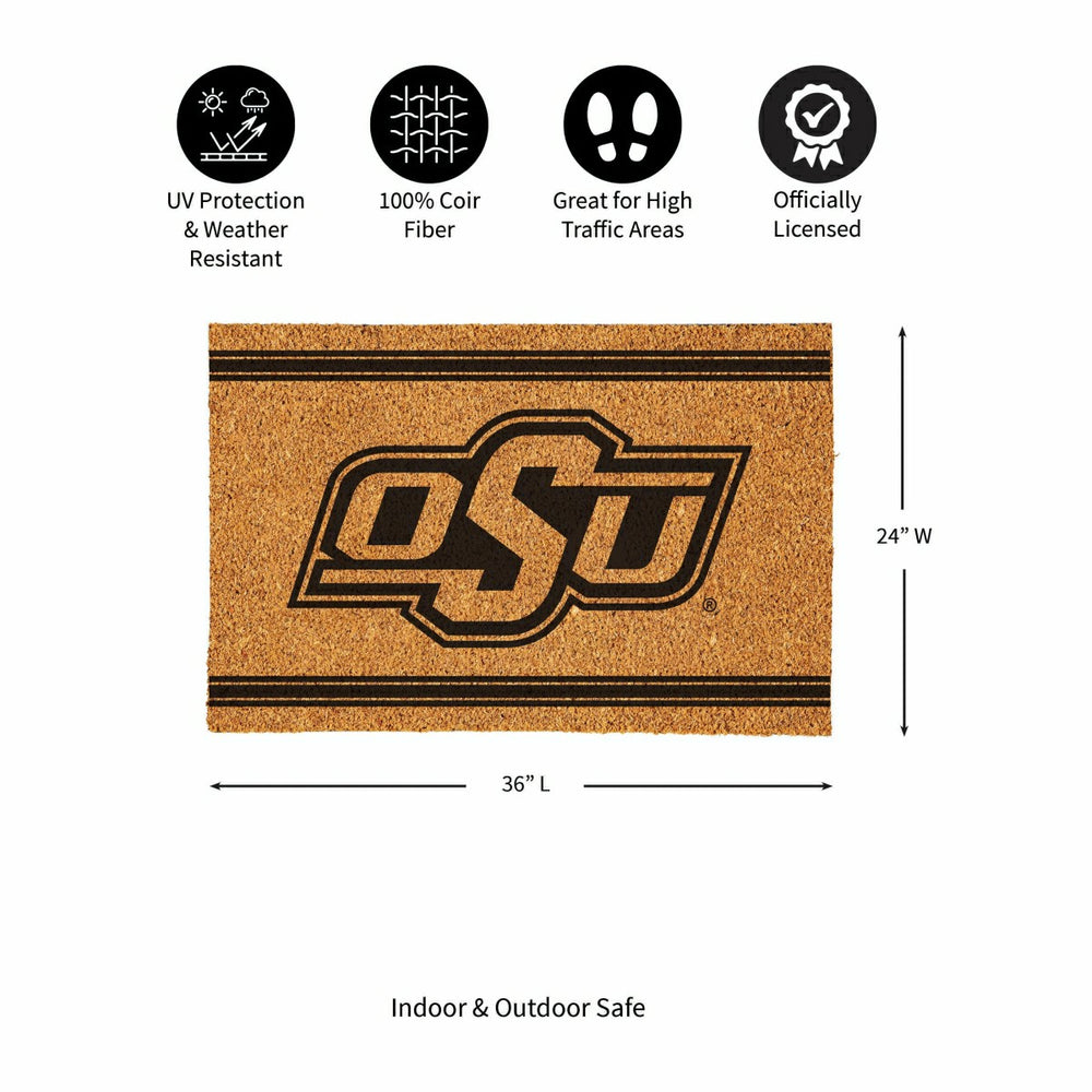 Oklahoma State University Large One Color Coir Mat, 36"x24", Collegiate
