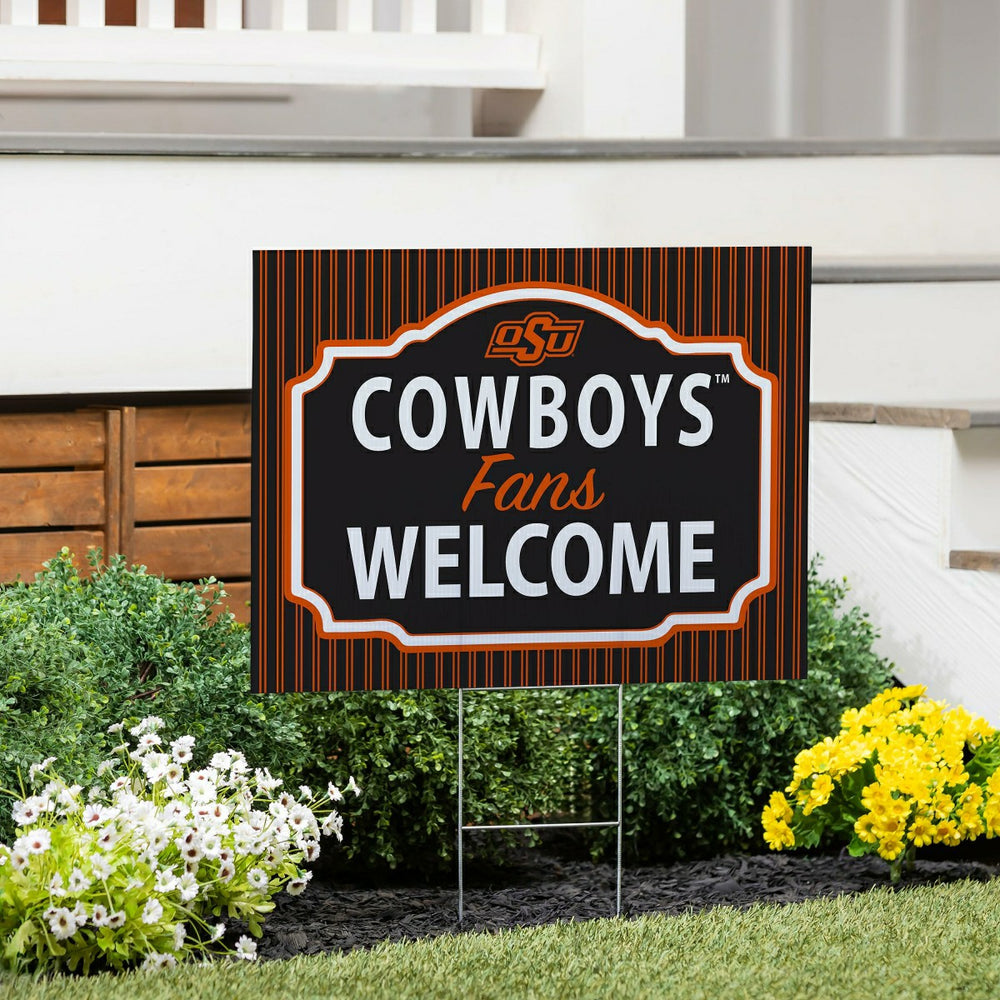 Oklahoma State University Coroplast Yard Sign, "Fans Welcome", Collegiate, Home