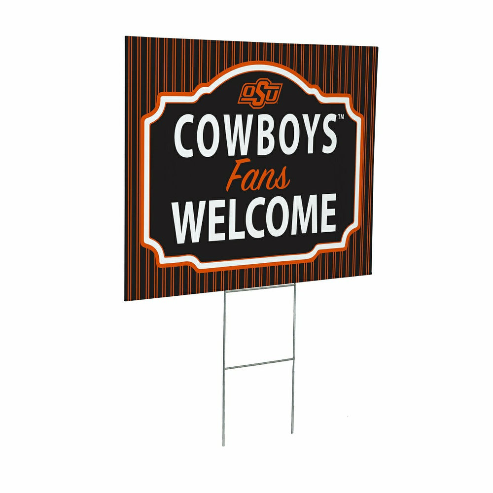 Oklahoma State University Coroplast Yard Sign, "Fans Welcome", Collegiate, Home