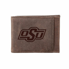 Front Pocket Wallet w/ RFID Blocking, Oklahoma State University, Brown, Collegiate, Home