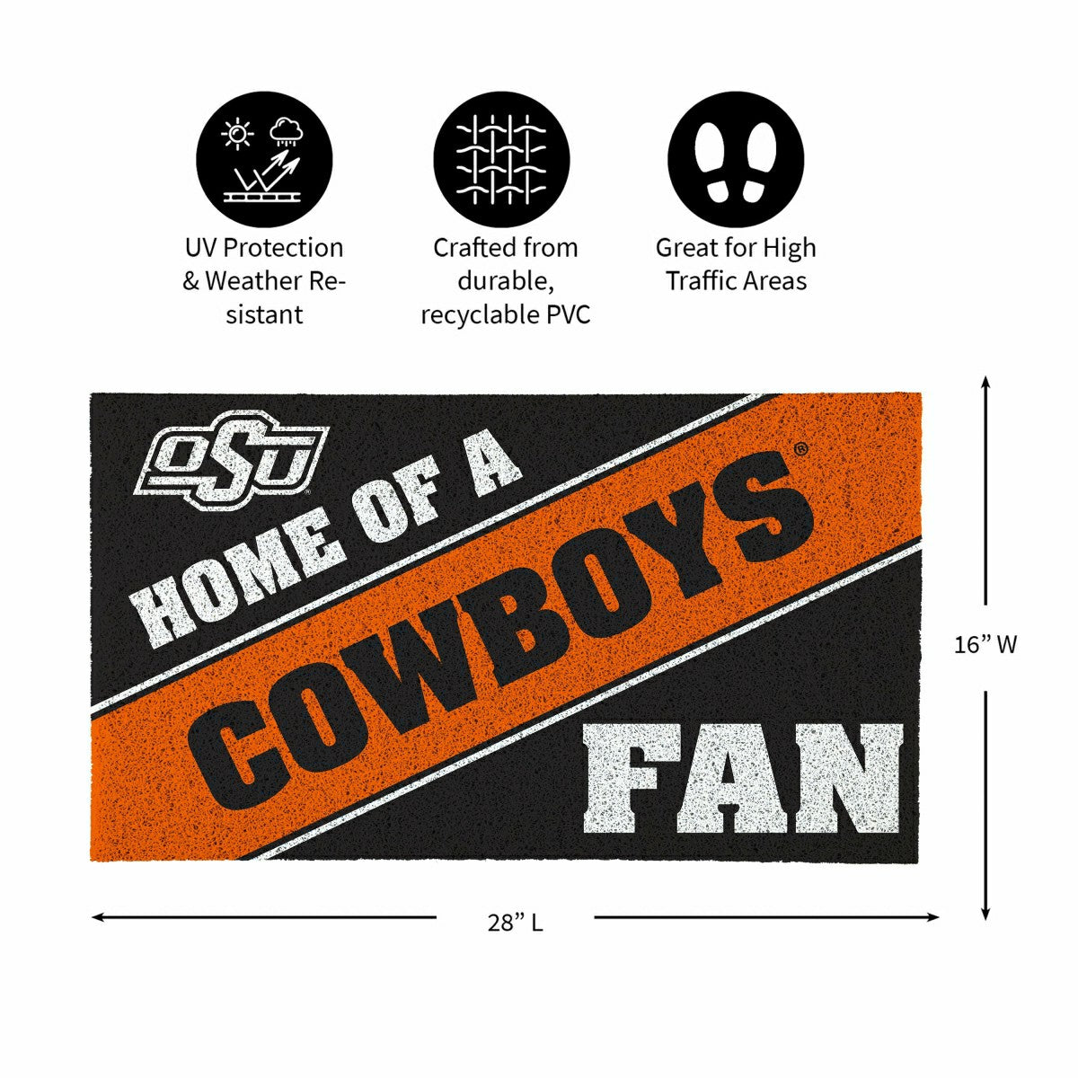 Oklahoma State University, PVC Mat COLOR, Home of a Fan, Collegiate