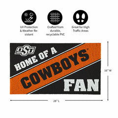 Oklahoma State University, PVC Mat COLOR, Home of a Fan, Collegiate