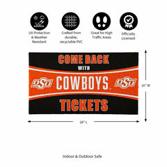 28" x 16" PVC Trapper Mat, Come Back with Tickets, Oklahoma State Univ, Collegiate
