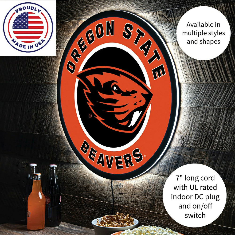 LED Wall Decor, Round, Oregon State University, Collegiate, Home