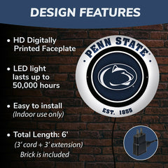 Penn State, Metal Lite, Round, Collegiate