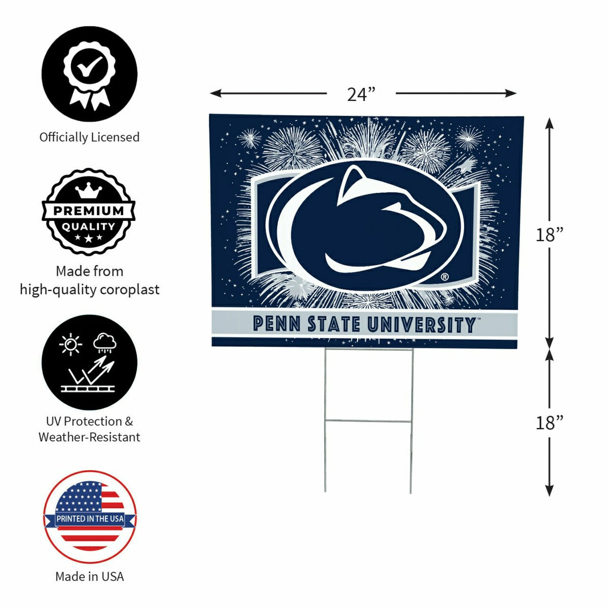 Penn State Yard Sign, Patriotic, Collegiate, Home