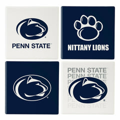 Penn State Ceramic Coasters Set, 4pcs with Wood Caddy, Collegiate, Home