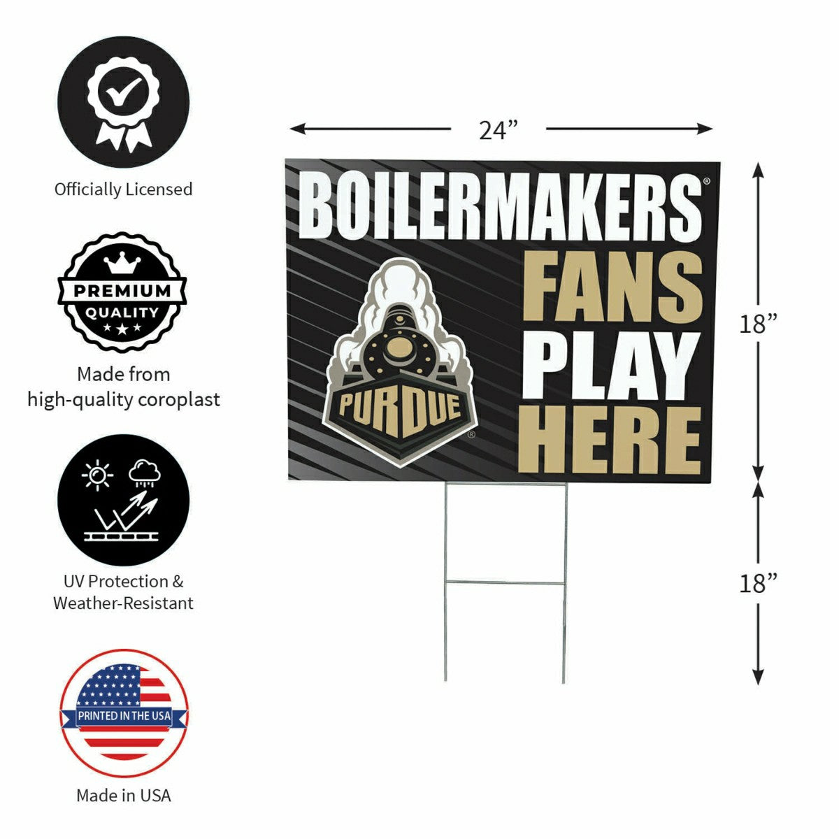 Purdue University Coroplast Yard Sign "Fans Play Here", Collegiate, Home