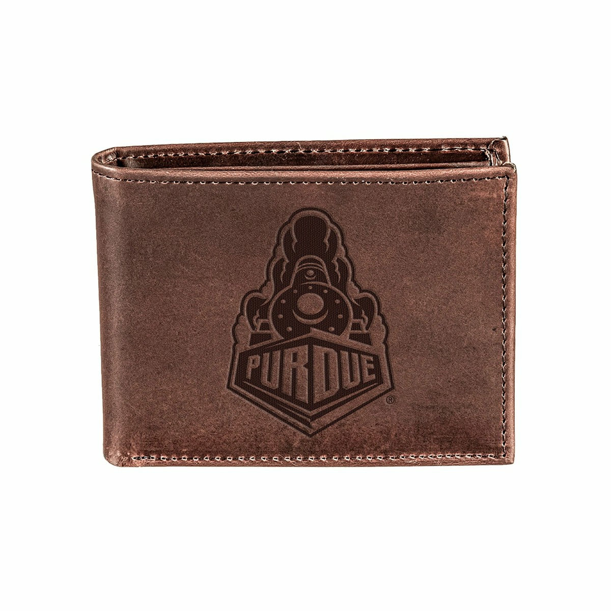 Purdue University, Bi-Fold Wallet, Brown, CH, 100% Genuine Leather, Collegiate, Home