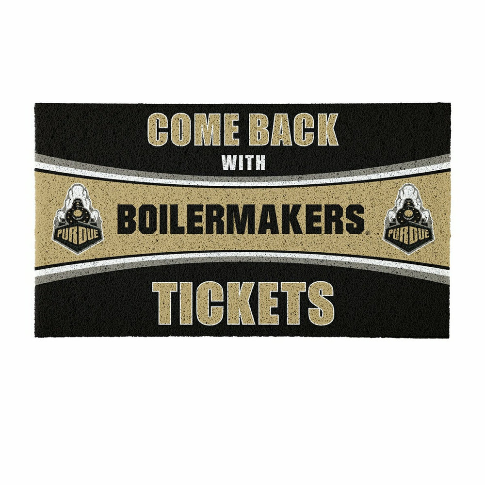 28" x 16" PVC Trapper Mat, Come Back with Tickets, Purdue University, Collegiate