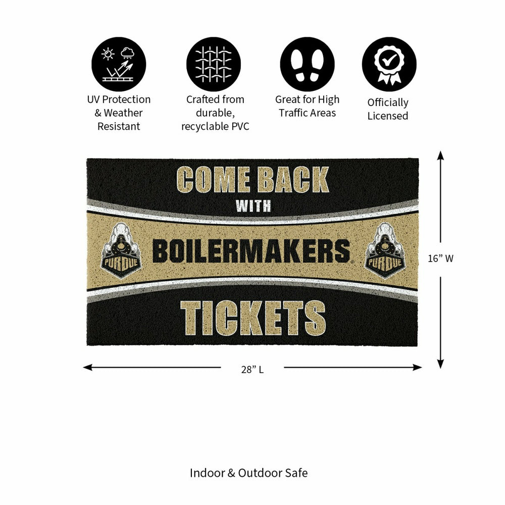 28" x 16" PVC Trapper Mat, Come Back with Tickets, Purdue University, Collegiate