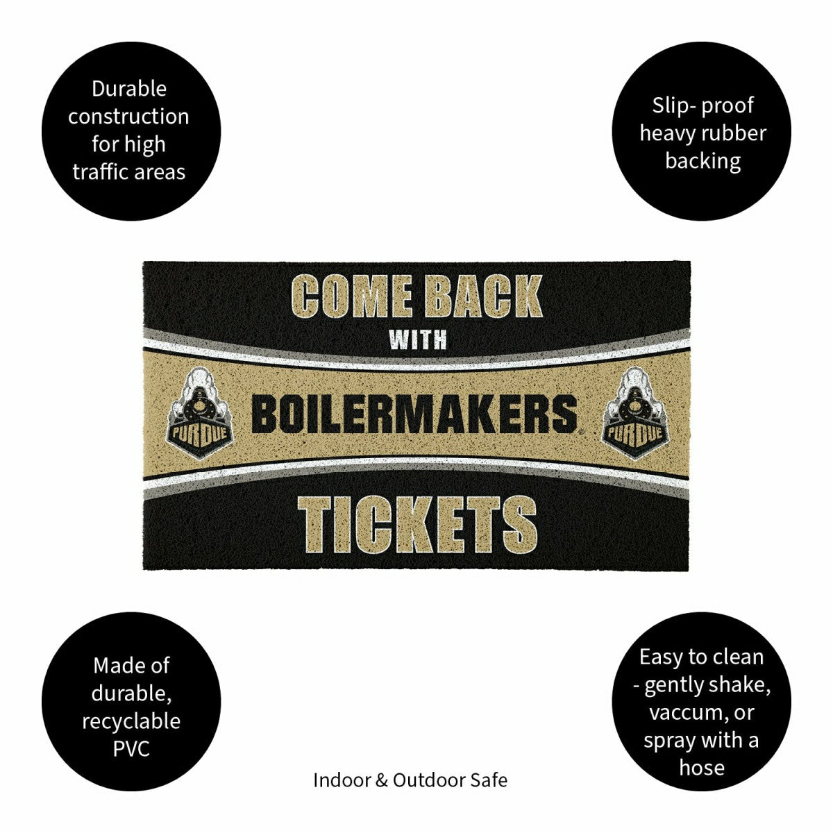 28" x 16" PVC Trapper Mat, Come Back with Tickets, Purdue University, Collegiate