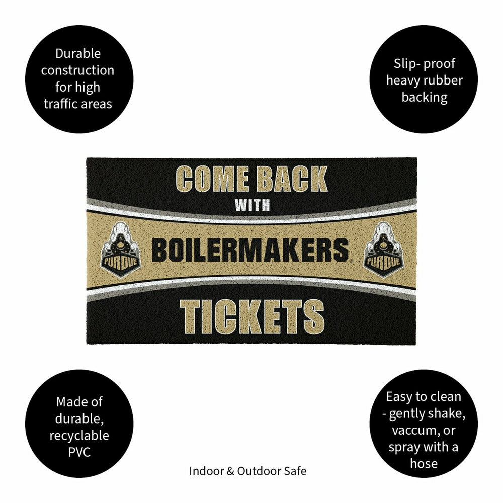 28" x 16" PVC Trapper Mat, Come Back with Tickets, Purdue University, Collegiate