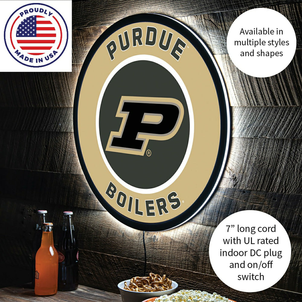LED Wall Decor, Round, Purdue University, Collegiate, Home