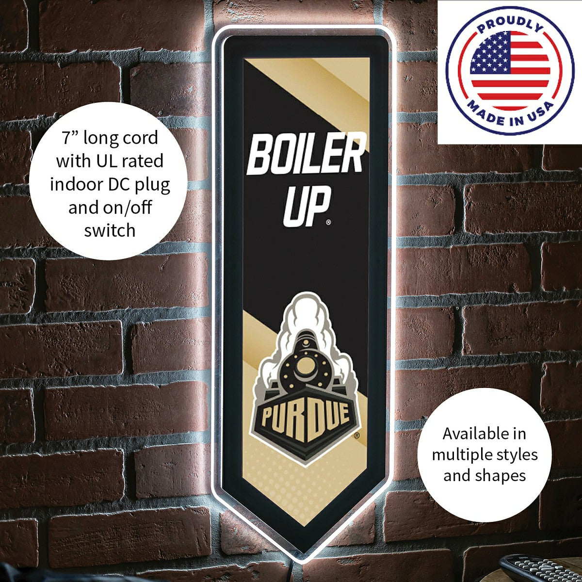 LED Wall Decor, Pennant, Purdue University, Collegiate, Home