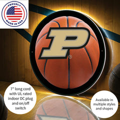 LED Wall Decor, Round, Med, Purdue University, Basketball, Collegiate, Home
