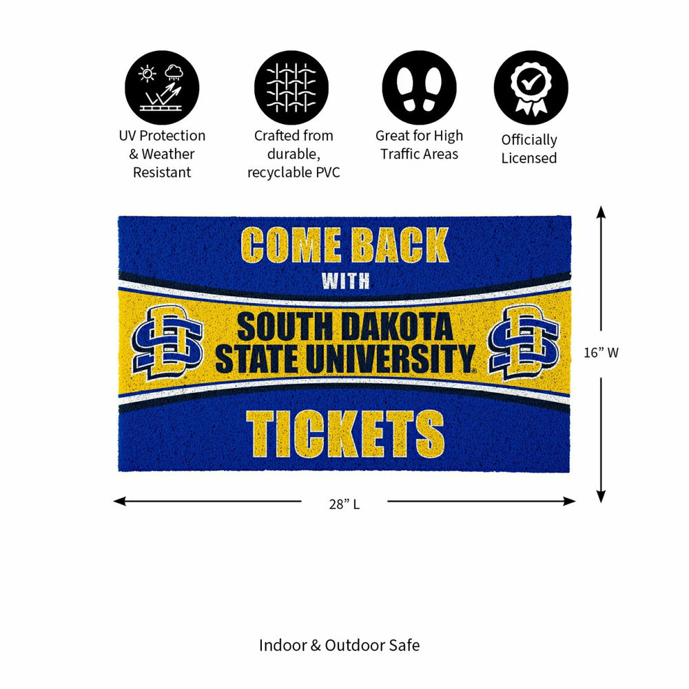 28" x 16" PVC Trapper Mat, Come Back with Tickets, South Dakota State , Collegiate