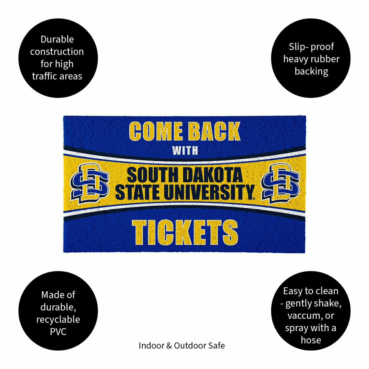 28" x 16" PVC Trapper Mat, Come Back with Tickets, South Dakota State , Collegiate