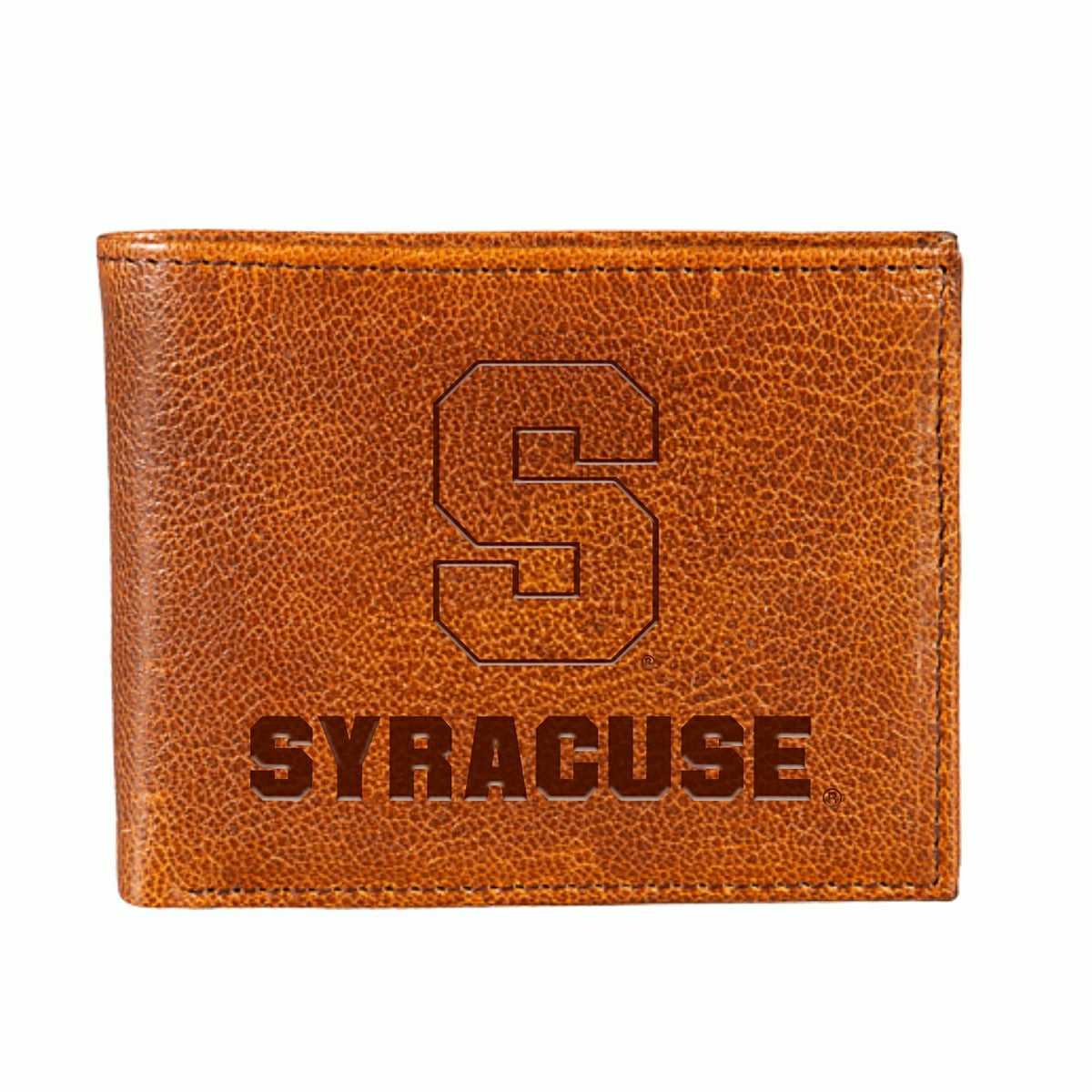 Syracuse University, Embossed 100% Genuine Tumbled Leather Passcase Bi, Collegiate, Home