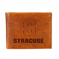 Syracuse University, Embossed 100% Genuine Tumbled Leather Passcase Bi, Collegiate, Home