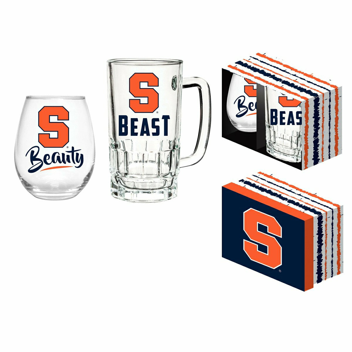 Syracuse University, Stemless 17OZ Glass & Tankard 16OZ Gift Set, Collegiate, Home